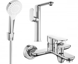 MEXEN/S - Milo R05 SET umývadlová batéria + vaňová s príslušenstvom, chróm (713153R05-00)