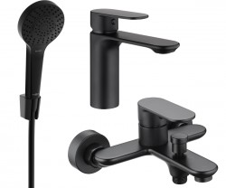 MEXEN/S - Milo R05 SET umývadlová batéria + vaňová s príslušenstvom, čierna (71303R05-70)