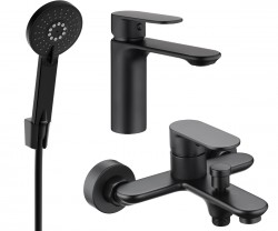 MEXEN/S - Milo R40 SET umývadlová batéria + vaňová s príslušenstvom, čierna (71303R40-70)