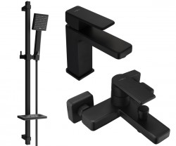 MEXEN/S - Mino DQ45 SET vaňová a umývadlová batéria, čierna (72403DQ45-70)