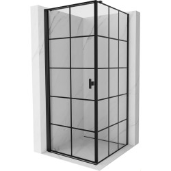 MEXEN/S - Mist-B sprchovací kút dvere krídlové ľavá 90 x 90, čierna kratka, čierna (8A2T-090-090-70-77-L)