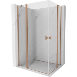 MEXEN/S - Mist Duo sprchovací kút dvere krídlové 100 x 90, transparent, meď kartáčovaná (8A4-100-090-65-00)