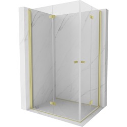 MEXEN/S - Mist-F Duo sprchovací kút skladacie dvere ľavá 85 x 70, transparent, zlato kartáčovaná (8A6-085L-070P-55-00)