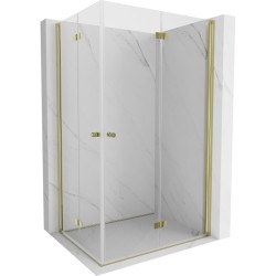 MEXEN/S - Mist-F Duo sprchovací kút skladacie dvere pravá 80 x 90, transparent, zlato kartáčovaná (8A6-080L-090P-55-00)