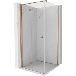 MEXEN/S - Mist-F sprchovací kút skladacie dvere ľavá 100 x 100, transparent, meď kartáčovaná (8A6T-100-100-65-00-L)