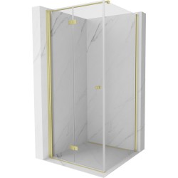 MEXEN/S - Mist-F sprchovací kút skladacie dvere ľavá 80 x 80, transparent, zlato kartáčovaná (8A6T-080-080-55-00-L)