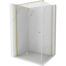 MEXEN/S - Mist-F sprchovací kút skladacie dvere ľavá 85 x 110, transparent, zlato kartáčovaná (8A6T-085-110-55-00-L)