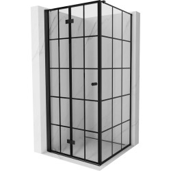 MEXEN/S - Mist-F sprchovací kút skladacie dvere ľavá 85 x 85, čierna kratka, čierna (8A6T-085-085-70-77-L)