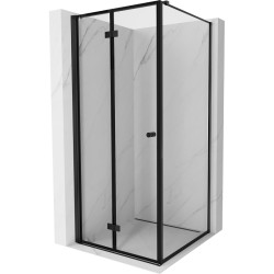 MEXEN/S - Mist-F sprchovací kút skladacie dvere ľavá 90 x 90, čierna okraj, čierna (8A6T-090-090-70-70-L)