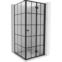 MEXEN/S - Mist-F sprchovací kút skladacie dvere pravá 100 x 100, čierna kratka, čierna (8A6T-100-100-70-77-P)