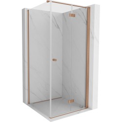 MEXEN/S - Mist-F sprchovací kút skladacie dvere pravá 90 x 90, transparent, meď kartáčovaná (8A6T-090-090-65-00-P)