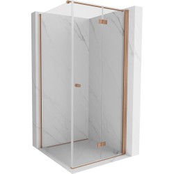 MEXEN/S - Mist-F sprchovací kút skladacie dvere pravá 95 x 95, transparent, meď kartáčovaná (8A6T-095-095-65-00-P)