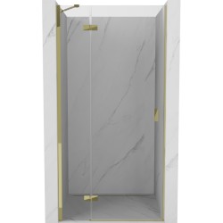 MEXEN/S - Mist-H sprchové dvere krídlové ľavé 90, transparent, zlatá (8A5-090-000-50-00-L)