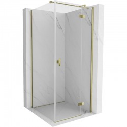 MEXEN/S - Mist HT sprchovací kút dvere krídlové pravá 75 x 75, transparent, zlato (8A5T-075-075-50-00-P)