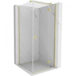 MEXEN/S - Mist HT sprchovací kút dvere krídlové pravá 80 x 80, transparent, zlato kartáčovaná (8A5T-080-080-55-00-P)