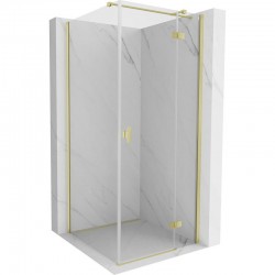 MEXEN/S - Mist HT sprchovací kút dvere krídlové pravá 90 x 90, transparent, zlato kartáčovaná (8A5T-090-090-55-00-P)