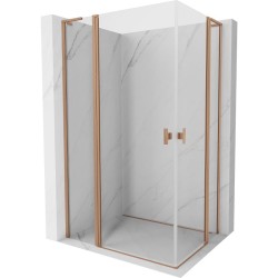 MEXEN/S - Mist L Duo sprchovací kút dvere krídlové 100 x 90, transparent, meď kartáčovaná (8A4L-100-090-65-00)