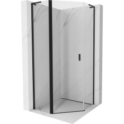 MEXEN/S - Mist L sprchový kút päťboký krídlový 80 x 80, transparent, čierna (8A8L-080-080-70-00)