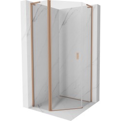 MEXEN/S - Mist L sprchový kút päťboký krídlový 90 x 90, transparent, meď kartáčovaná (8A8L-090-090-65-00)