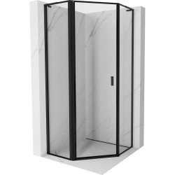 MEXEN/S - Mist L sprchový kút päťboký krídlový ľavá 90 x 90, čierna okraj, čierna (8A8L-090-090-70-70-L)
