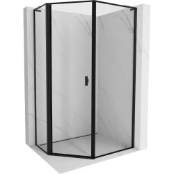 MEXEN/S - Mist Lsprchovací kút päťboký krídlový asymetrický ľavá 90 x 100, čierna okraj, čierna (8A8L-090-100-70-70-L)