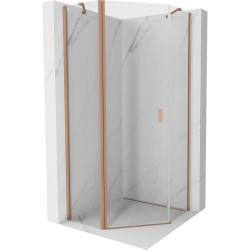 MEXEN/S - Mist sprchovací kút päťboký krídlový 100 x 100, transparent, meď kartáčovaná (8A8-100-100-65-00)