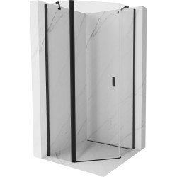 MEXEN/S - Mist sprchovací kút päťboký krídlový 80 x 80, transparent, čierna (8A8-080-080-70-00)