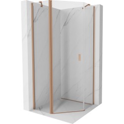 MEXEN/S - Mist sprchovací kút päťboký krídlový 90 x 90, transparent, meď kartáčovaná (8A8-090-090-65-00)