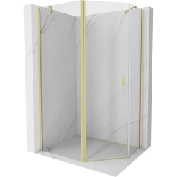 MEXEN/S - Mistsprchovací kút päťboký krídlový asymetrický 100 x 90, transparent, zlato kartáčovaná (8A8-100-090-55-00)