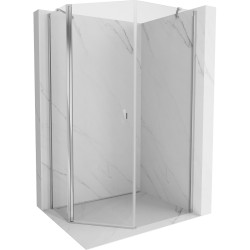 MEXEN/S - Mistsprchovací kút päťboký krídlový asymetrický 80 x 90, transparent, chróm (8A8-080-090-01-00)