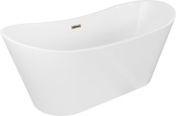 MEXEN/S - Montana vaňa voľne stojaca 180 x 80, biela, sifón a prepad zlatá (52011808000-50)