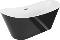 MEXEN/S - Montana vaňa voľne stojaca 180 x 90, biela/čierna, sifón a prepad grafit metal (52011809075-95)