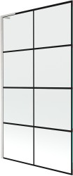 MEXEN/S - Next L vaňová zástena FIX 100 x 150, čierna vzor, nikel kartáčovaná (895-100-000-03-77-97)