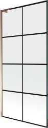 MEXEN/S - Next L vaňová zástena FIX 90 x 150, čierna vzor, ružové zlato (895-090-000-03-77-60)