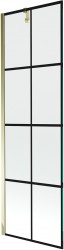 MEXEN/S - Next vaňová zástena FIX 60 x 150 cm, čierna dekor, zlatá (895-060-000-00-77-50)
