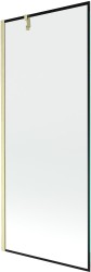 MEXEN/S - Next vaňová zástena FIX 80 x 150, čierna vzor, zlatá kartáčovaná (895-080-000-00-70-55)