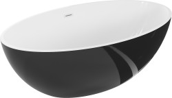 MEXEN/S - Nike voľne stojaca vaňa 175 x 100, biela/čierna, sifón a prepad biela (54071751075-20)