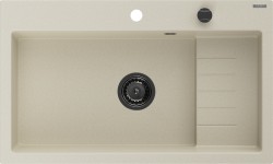 MEXEN/S - Omar granitový drez 800 x 480 mm, béžová, čierny sifón (6520801005-69-B)