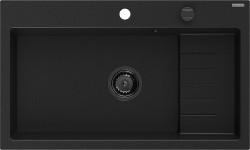 MEXEN/S - Omar granitový drez 800 x 480 mm, čierna, čierny sifón (6520801005-77-B)