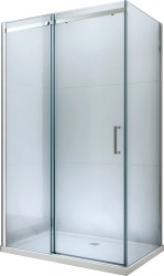 MEXEN/S - Omega sprchovací kút posuvný 100x90, sklo transparent, chrom + vanička (825-100-090-01-00-4010)