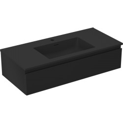 MEXEN/S - Orio kúpeľňová skrinka 100 cm s umývadlom Otis, 1 šuplík, čierna mat (91A10-10023-1-BF71-W18M71)
