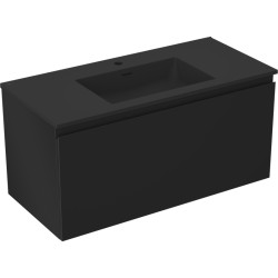 MEXEN/S - Orio kúpeľňová skrinka 100 cm s umývadlom Otis, 1 šuplík, čierna mat (91A10-10047-1-BF71-W18M71)