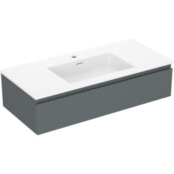 MEXEN/S - Orio kúpeľňová skrinka 100 cm s umývadlom Otis, 1 šuplík, grafit mat/biela mat (91A10-10023-1-BF66-W18M01)