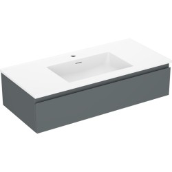 MEXEN/S - Orio kúpeľňová skrinka 100 cm s umývadlom Otis, 1 šuplík, grafit mat/biela mat (91A10-10023-1-BF66-W18M01)