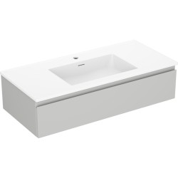 MEXEN/S - Orio kúpeľňová skrinka 100 cm s umývadlom Otis, 1 šuplík, šedá mat/biela mat (91A10-10023-1-BF62-W18M01)