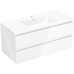 MEXEN/S - Orio kúpeľňová skrinka 100 cm s umývadlom Otis, 2 zásuvky, biela lesk (91A10-10047-2-BFF00-W18M00)