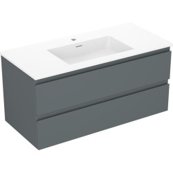 MEXEN/S - Orio kúpeľňová skrinka 100 cm s umývadlom Otis, 2 zásuvky, grafit mat/biela mat (91A10-10047-2-BFF66-W18M01)