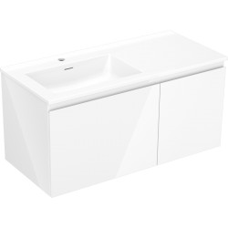 MEXEN/S - Orio kúpeľňová skrinka 100 cm s umývadlom Otis ľavá, 1S, 1D, biela lesk (91A13-10047-3-BBFF00-W18L00)