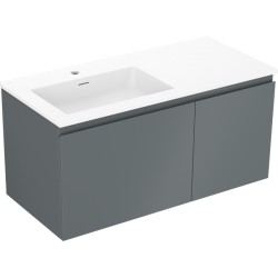 MEXEN/S - Orio kúpeľňová skrinka 100 cm s umývadlom Otis ľavá, 1S, 1D, grafit mat/biela mat (91A13-10047-3-BBFF66-W18L01)