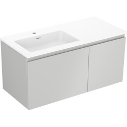 MEXEN/S - Orio kúpeľňová skrinka 100 cm s umývadlom Otis ľavá, 1S, 1D, sivá mat/biela mat (91A13-10047-3-BBFF62-W18L01)